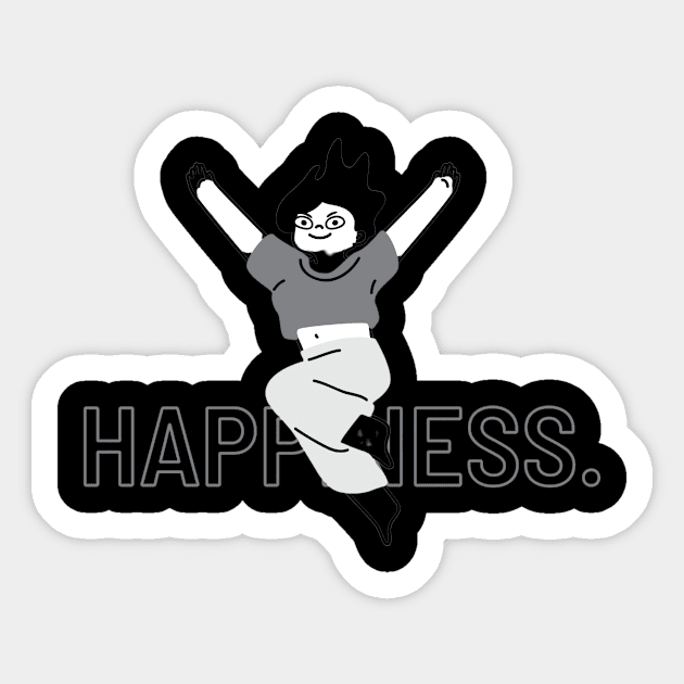 Happiness t-shirt Sticker by Amusing Aart.